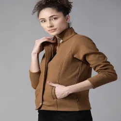 Roadster Women Brown Solid Tailored Jacket