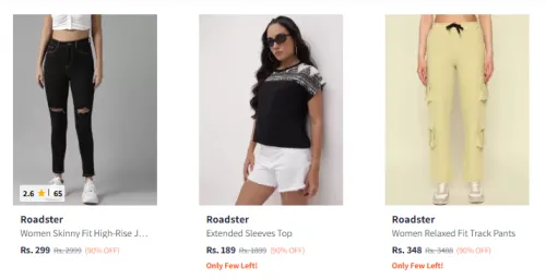 Image of Roadster Women Clothes Flat 90% Discount