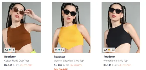 Image of Roadster Women Crop Top Starting At @₹140