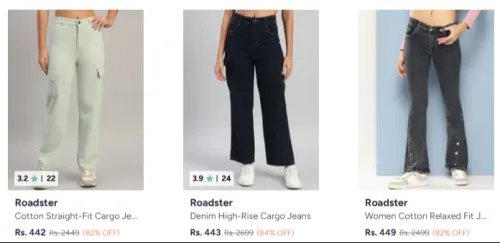 Image of Roadster Women's Cotton Straight-Fit Minimum 82% Discount