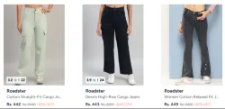 Roadster Women's Cotton Straight-Fit Minimum 82% Discount
