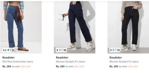 Image of Roadster Women's Jeans Starting @ ₹284