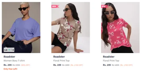 Image of Roadster Women's T Shirts Minimum 80% Discount