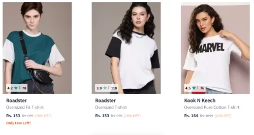 Image of Roadster Women's T Shirts Minimum 70% Discount