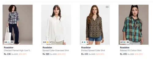 Image of Roadster Women Shirts at minimum 80% Discount 