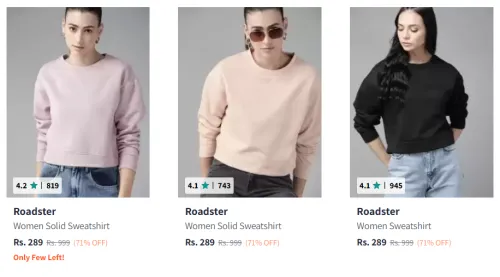 Image of Roadster Women Sweatshirt Starting @ ₹289