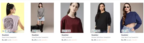 Image of Roadster Women Sweatshirts Starting @ ₹229