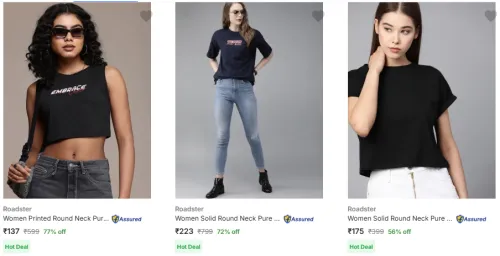 Image of Roadster Women T-shirt Minimum 70% Discount