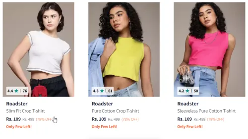 Image of Roadster Women T-shirt Starting @ ₹109