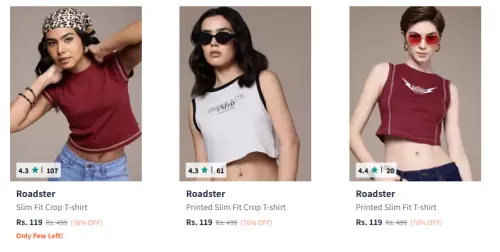Image of Roadster Women T shirts Starting At ₹119