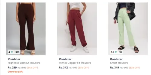 Image of Roadster Women Trouser Minimum 80% Discount