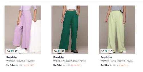 Image of Roadster women trousers upto 80% off