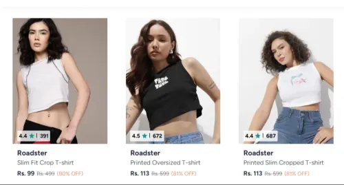 Image of Roadster Women's T Shirts From ₹99