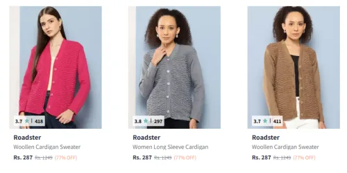 Image of Roadster Women Woollen Cardigan Sweater Starting at ₹287