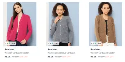 Roadster Women Woollen Cardigan Sweater Starting at ₹287
