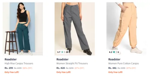 Image of Roadster Women's Cargos at minimum 80% Discount