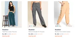 Roadster Womens Cargos at minimum 80% Discount
