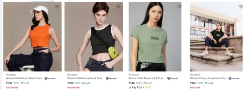 Image of Roadster Womens Clothing Starting @ ₹130
