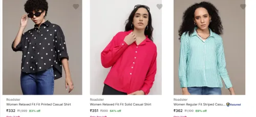 Image of Roadster womens shirt upto 80% off