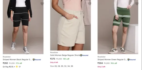 Image of Roadster Women's Shorts at minimum 70% Discount