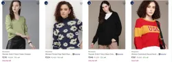 Roadster Womens Sweaters at minimum 72% Discount