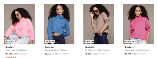 Image of Roadster Women's Sweaters at minimum 80% Discount