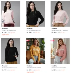 Roadster Womens Sweatshirt at Minimum 80% Discount