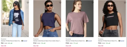 Image of Roadster Women's T Shirts Starting @ ₹92