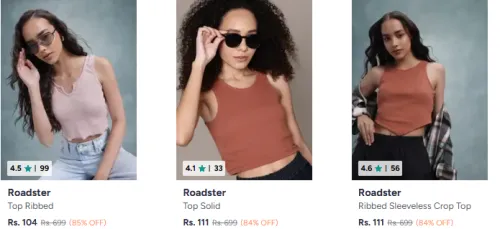 Image of Roadster womens top starting @ ₹104
