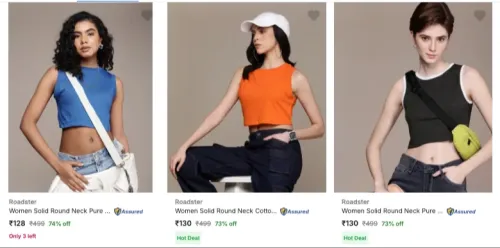 Image of Roadster Women's Tshirts Starting ₹128 