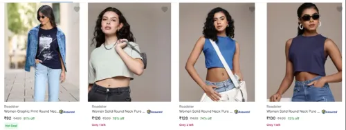 Image of Roadster Women's T Shirts Starting @ ₹92