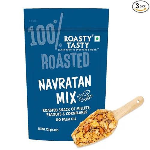 Image of Roasty Tasty Navratan Mix | Healthy Roasted Namkeen with Millets, Peanuts & Dry Fruits | No Palm Oil Snacks & Millet Nam