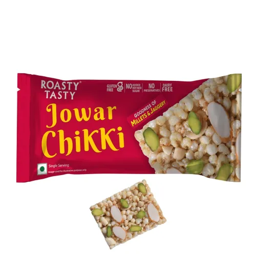 Image of Roasty Tasty Jowar Chikki | Millet Chikki Bars | Peanut Chikki with Jaggery | Protein Snacks | No Added Sugar | Healthy 