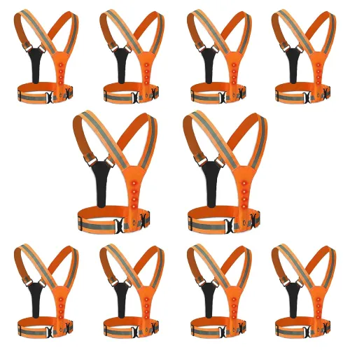 Image of Robustt High visibility LED Safety Vest Jacket - Orange (Pack of 10)