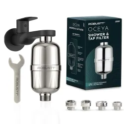 Robustt Oceya 15-Stage Hard Water Filter for Shower & Tap (Silver)
