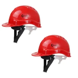Robustt Safety Helmet - Red (Pack of 2) | Adjustable Headband | Heavy Duty Material | As Per ISI Safety Standard | Non I