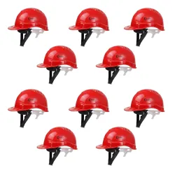Robustt Safety Helmet - Red (Pack of 10) | Adjustable Headband | Heavy Duty Material | As Per ISI Safety Standard | Non Irritant and Soft Fabric | Lightweight and Durable