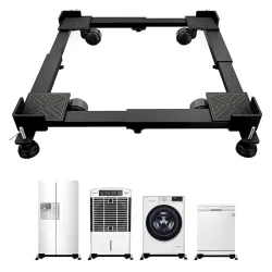 Robustt Washing Machine Stand (5kg to 12kg) - Adjustable Metal Trolley with Wheels for Home with 4 Anti Vibration Rubber