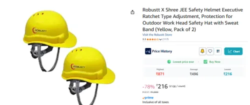 Image of Robustt X Shree JEE Yellow Safety Helmet (Pack of 2)