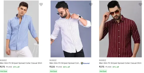 Image of RODEIZ Mens Striped Shirts From ₹220