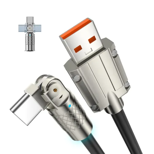Image of Roktry 180° Rotating Fast Charge Cable, 1.8m USB Cable Charging Fast Charge Cable