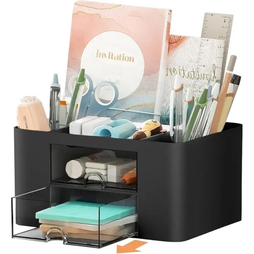 Image of ROKTRY Black Desk Organizer with Drawers