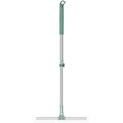 ROKTRY Floor Cleaning Wiper Stainless Steel Hand Free Standing Stick Bedroom Kitchen Bathroom Mop Magic Broom Floor Mop Rotatable Mop Scraper Scrubbing Brush Silicone Wet and Dry Brush, Sage...