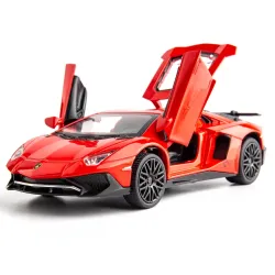 Rollerbull 1:32 Diecast Lamborghini LP750-4 Alloy Metal Pull Back Die-Cast Car Scale Model Pullback with Sound Light Min