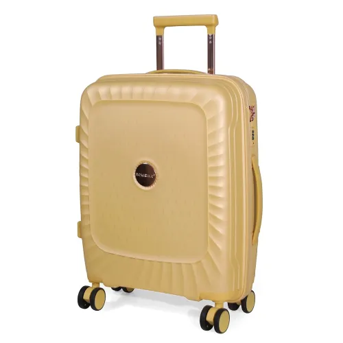 Image of ROMEING Sicily 20 inch, Polypropylene Luggage, Hard Sided, (Yellow 55 cms) Small Cabin Trolley Bag | 8 Spinner Smooth Wh