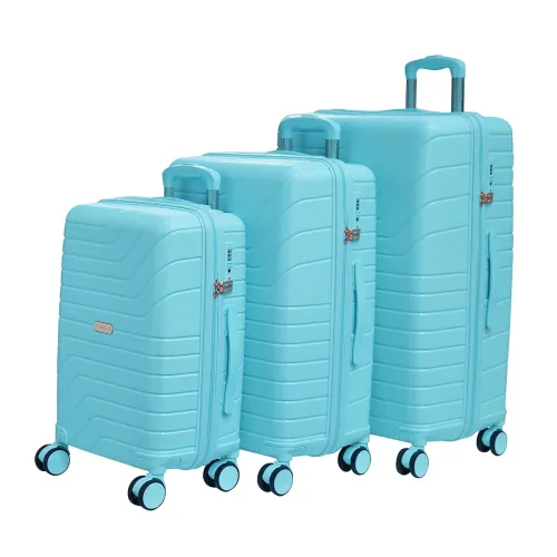 Image of ROMEING Tuscany 20, 24, 28 inch, Set of 3, Polypropylene Luggage, Hard Sided, (Light Blue 55, 65, 75 cms) Small Medium L