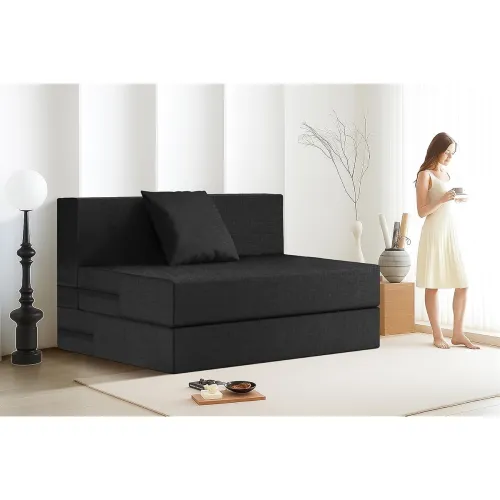 Image of Rosebell Lightweight Jute Sofa Cum Bed Black