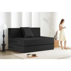 Rosebell Lightweight Jute Sofa Cum Bed Black