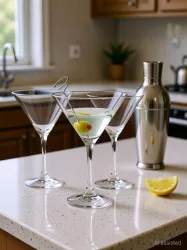 Rosefinch Crystal Martini and Wine Glass Set - Clear (240 ml, Pack of 6)