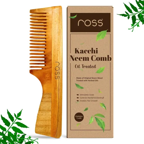 Image of Ross Wide-Tooth Kacchi Neem Comb | Oil-Treated with Neem Oil